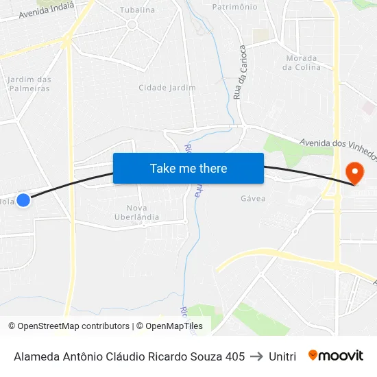 Alameda Antônio Cláudio Ricardo Souza 405 to Unitri map