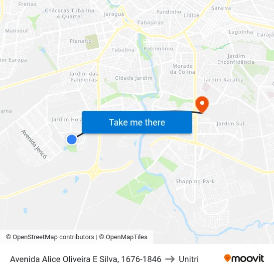 Avenida Alice Oliveira E Silva, 1676-1846 to Unitri map