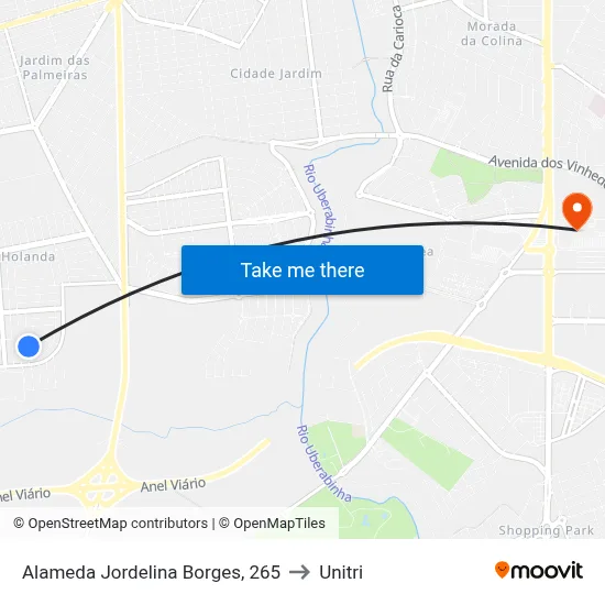 Alameda Jordelina Borges, 265 to Unitri map