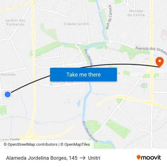 Alameda Jordelina Borges, 145 to Unitri map