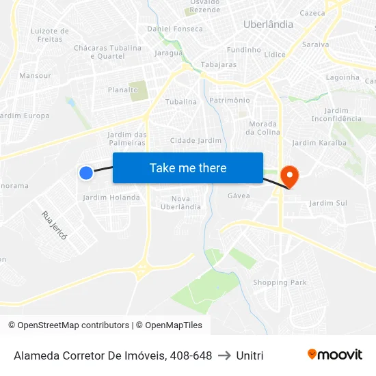 Alameda Corretor De Imóveis, 408-648 to Unitri map
