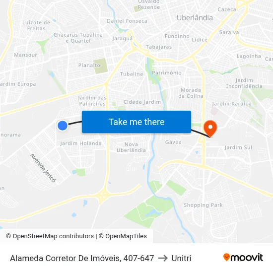 Alameda Corretor De Imóveis, 407-647 to Unitri map