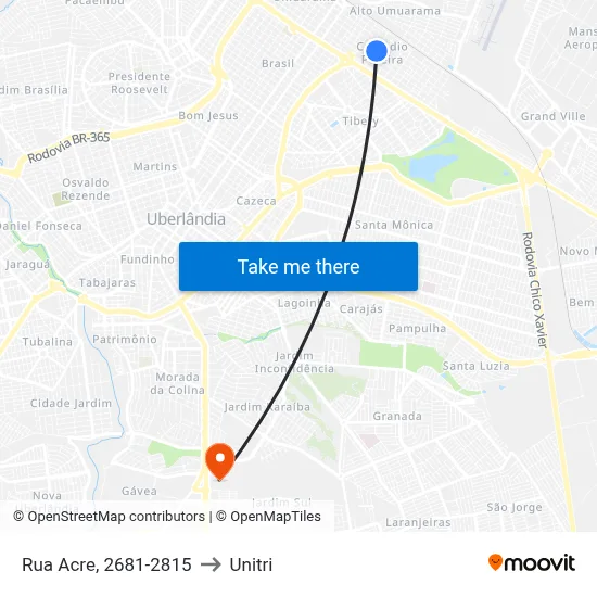 Rua Acre, 2681-2815 to Unitri map