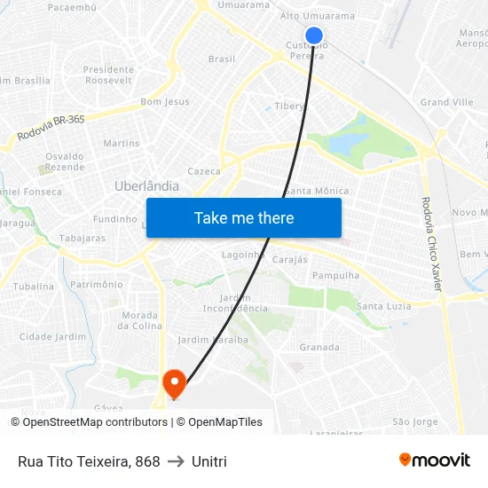 Rua Tito Teixeira, 868 to Unitri map