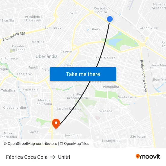 Fábrica Coca Cola to Unitri map