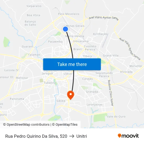 Rua Pedro Quirino Da Silva, 520 to Unitri map