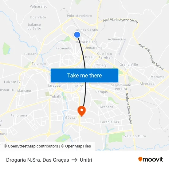 Drogaria N.Sra. Das Graças to Unitri map