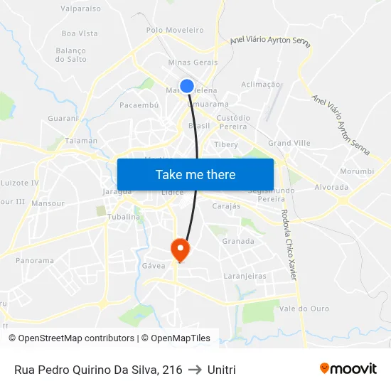 Rua Pedro Quirino Da Silva, 216 to Unitri map