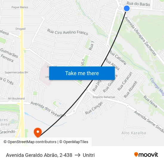Avenida Geraldo Abrão, 2-438 to Unitri map