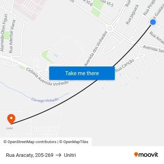 Rua Aracaty, 205-269 to Unitri map