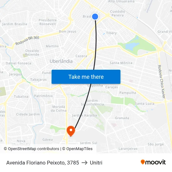 Avenida Floriano Peixoto, 3785 to Unitri map