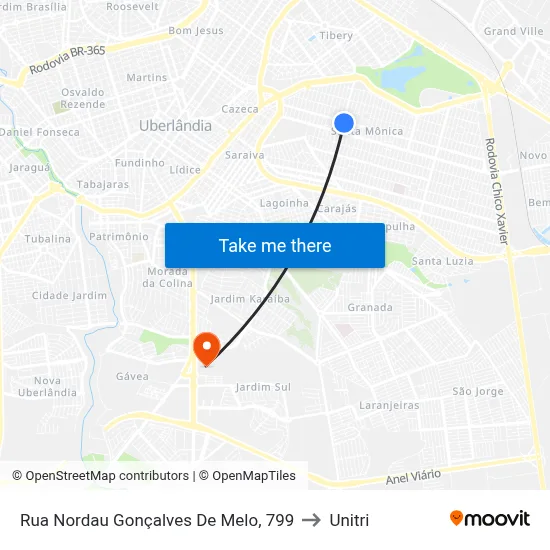 Rua Nordau Gonçalves De Melo, 799 to Unitri map