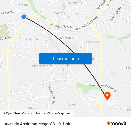 Avenida Aspirante Mega, 88 to Unitri map