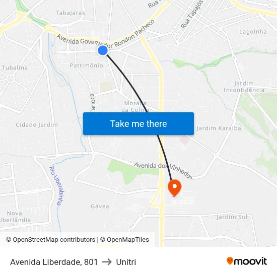 Avenida Liberdade, 801 to Unitri map