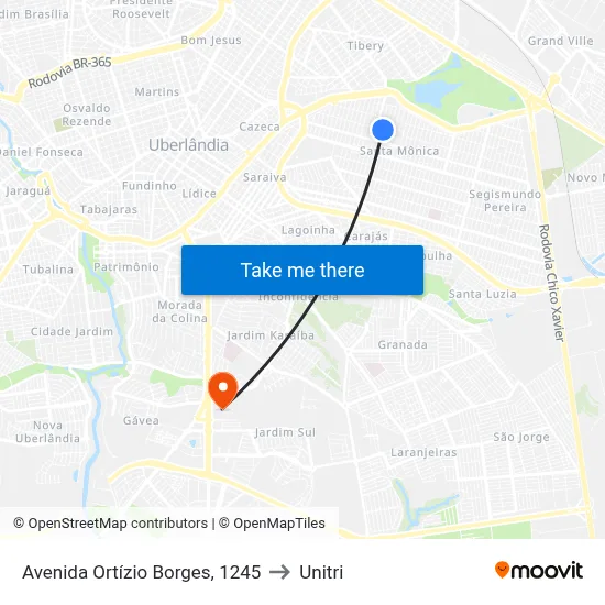 Avenida Ortízio Borges, 1245 to Unitri map