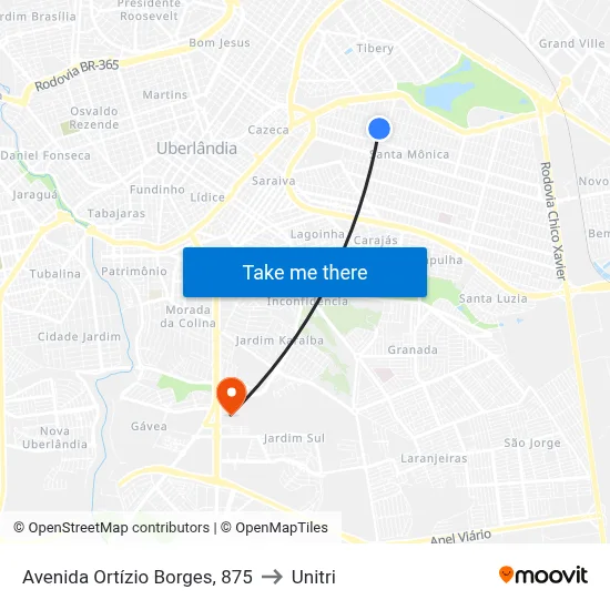 Avenida Ortízio Borges, 875 to Unitri map
