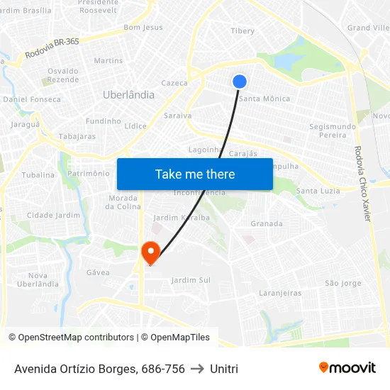 Avenida Ortízio Borges, 686-756 to Unitri map