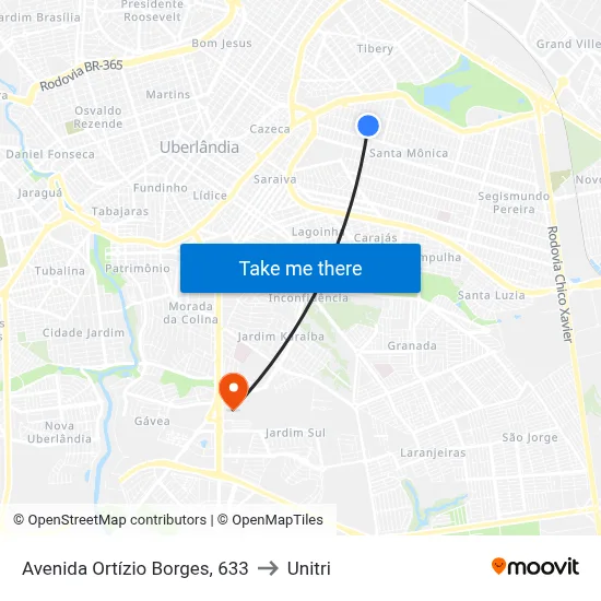 Avenida Ortízio Borges, 633 to Unitri map