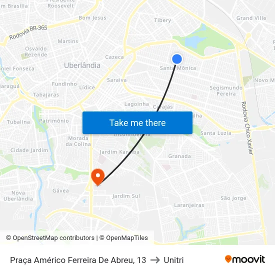 Praça Américo Ferreira De Abreu, 13 to Unitri map