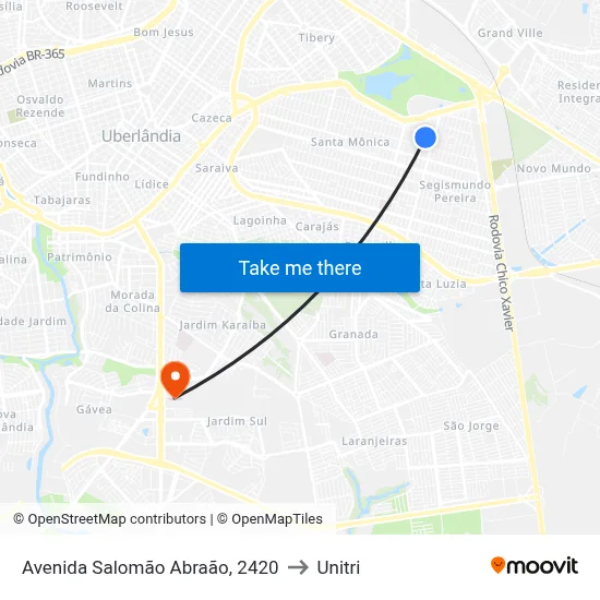 Avenida Salomão Abraão, 2420 to Unitri map