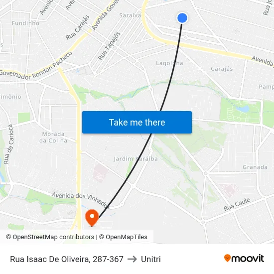 Rua Isaac De Oliveira, 287-367 to Unitri map