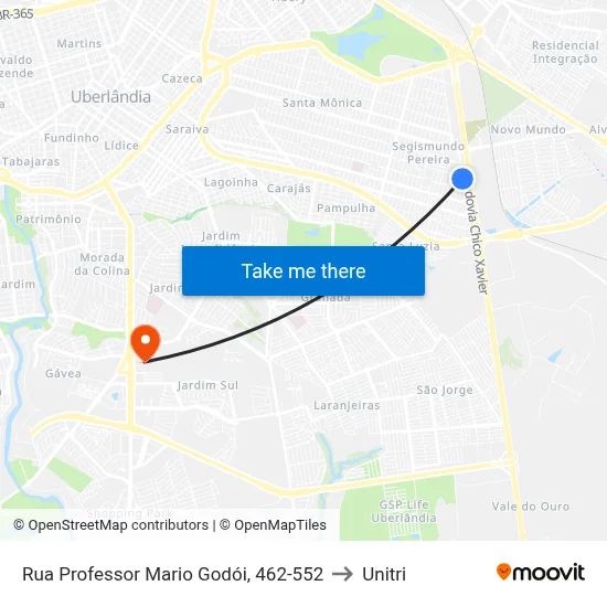 Rua Professor Mario Godói, 462-552 to Unitri map