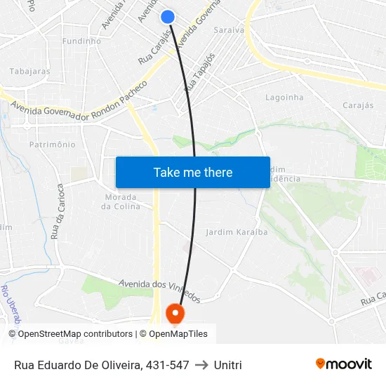 Rua Eduardo De Oliveira, 431-547 to Unitri map