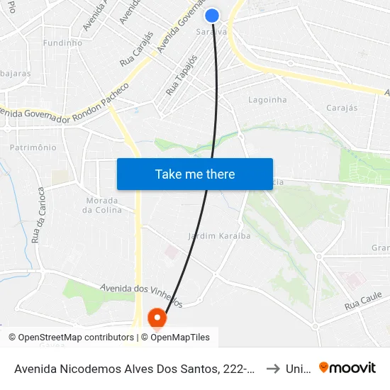 Avenida Nicodemos Alves Dos Santos, 222-256 to Unitri map