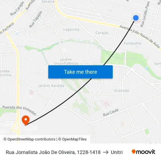 Rua Jornalista João De Oliveira, 1228-1418 to Unitri map