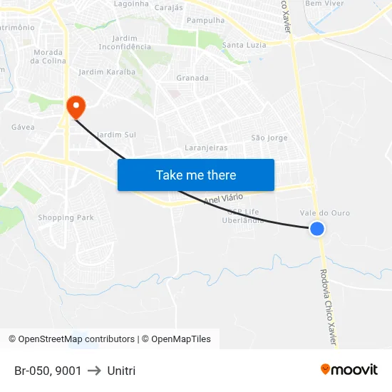 Br-050, 9001 to Unitri map