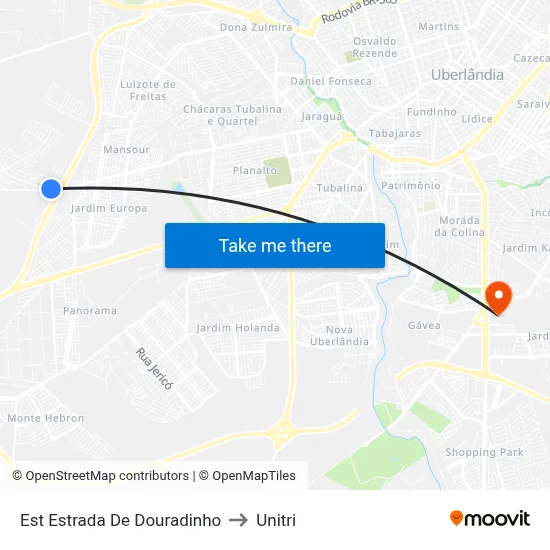 Est Estrada De Douradinho to Unitri map