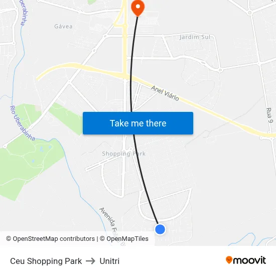 Ceu Shopping Park to Unitri map