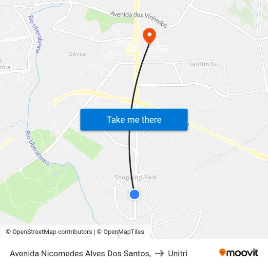 Avenida Nicomedes Alves Dos Santos, to Unitri map