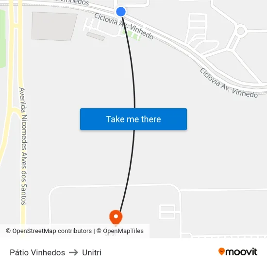 Pátio Vinhedos to Unitri map