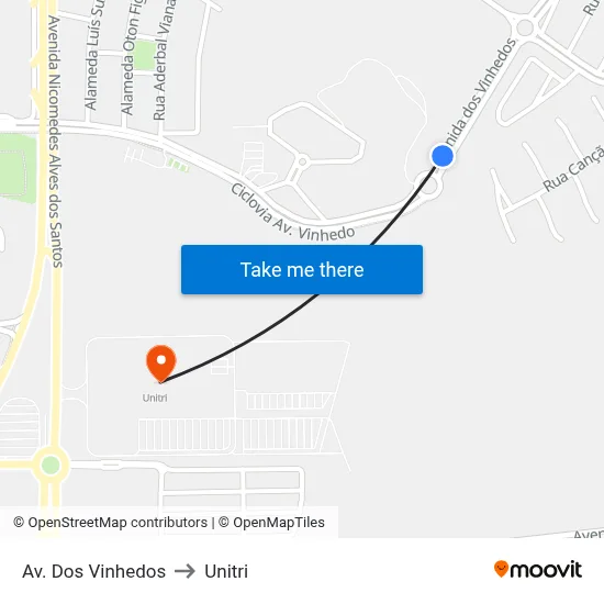 Av. Dos Vinhedos to Unitri map