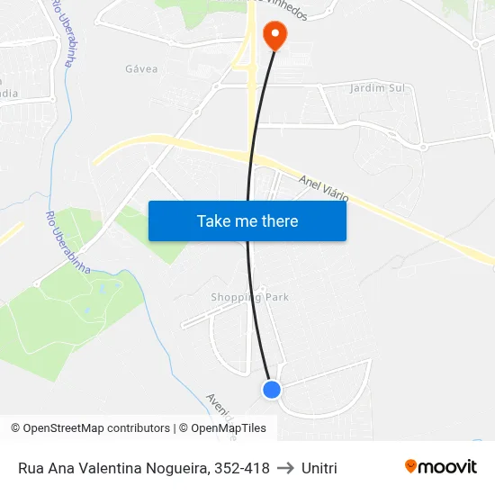 Rua Ana Valentina Nogueira, 352-418 to Unitri map