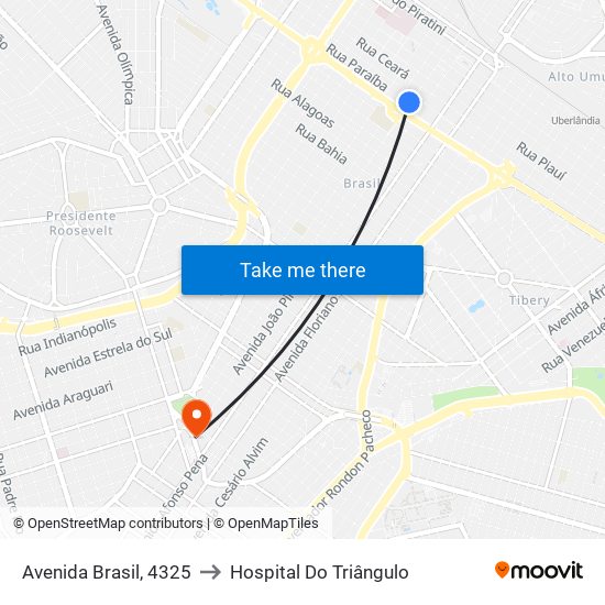 Avenida Brasil, 4325 to Hospital Do Triângulo map