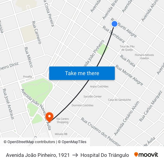 Avenida João Pinheiro, 1921 to Hospital Do Triângulo map
