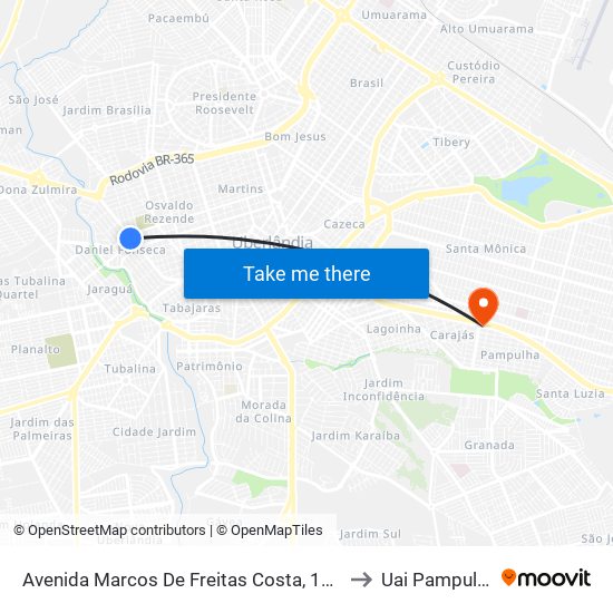 Avenida Marcos De Freitas Costa, 1055 to Uai Pampulha map
