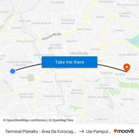 Terminal Planalto - Área De Estocagem to Uai Pampulha map