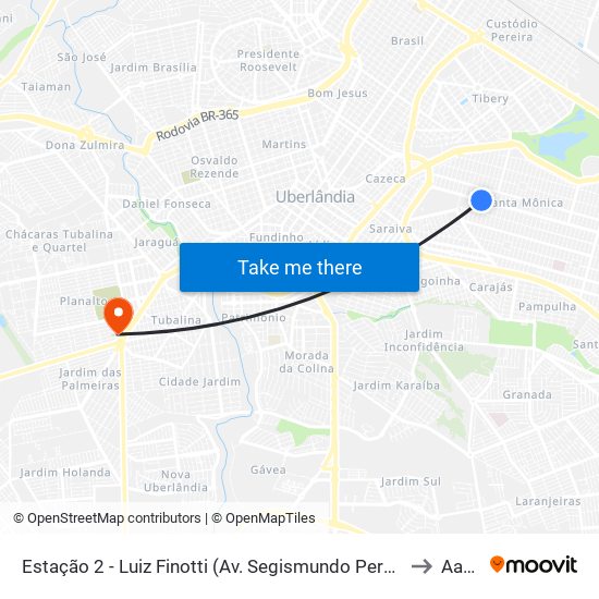 Estação 2 - Luiz Finotti (Av. Segismundo Pereira) to Aacd map