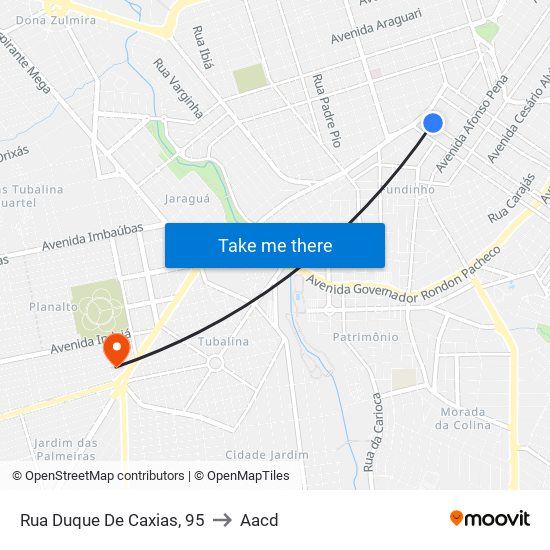 Rua Duque De Caxias, 95 to Aacd map