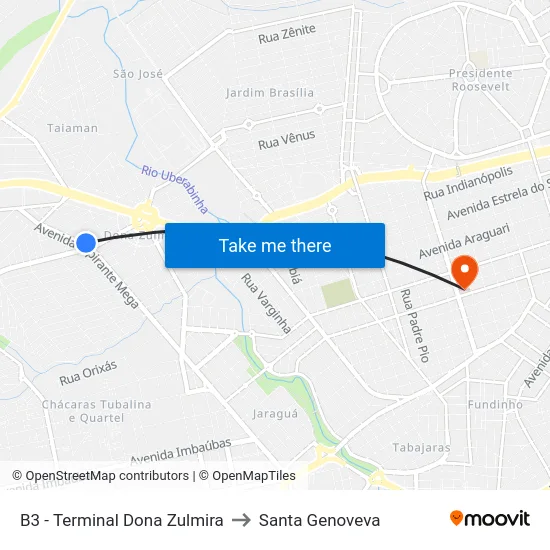 B3 - Terminal Dona Zulmira to Santa Genoveva map