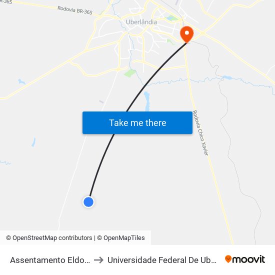 Assentamento Eldorado Dos Carajás to Universidade Federal De Uberlândia (Campus Glória) map