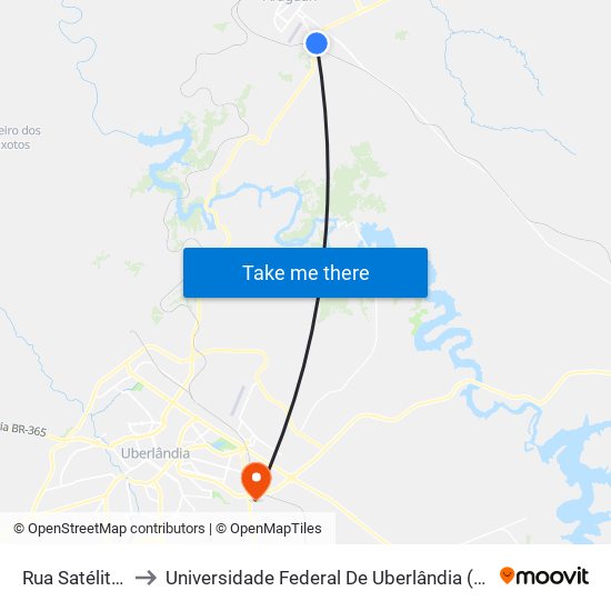 Rua Satélite, 905 to Universidade Federal De Uberlândia (Campus Glória) map