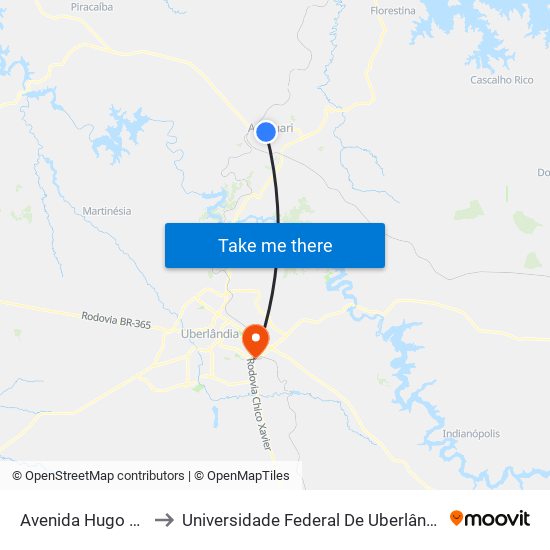 Avenida Hugo Alessi, 140 to Universidade Federal De Uberlândia (Campus Glória) map