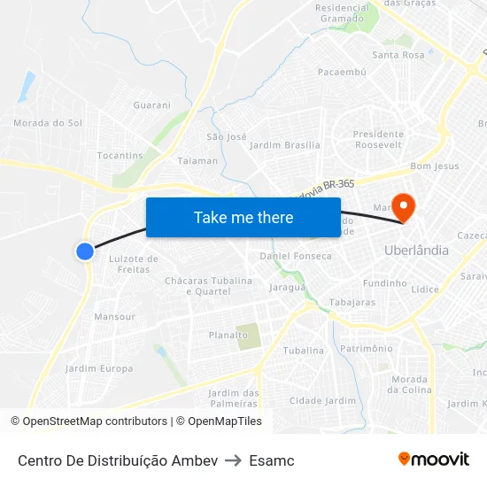 Centro De Distribuíção Ambev to Esamc map