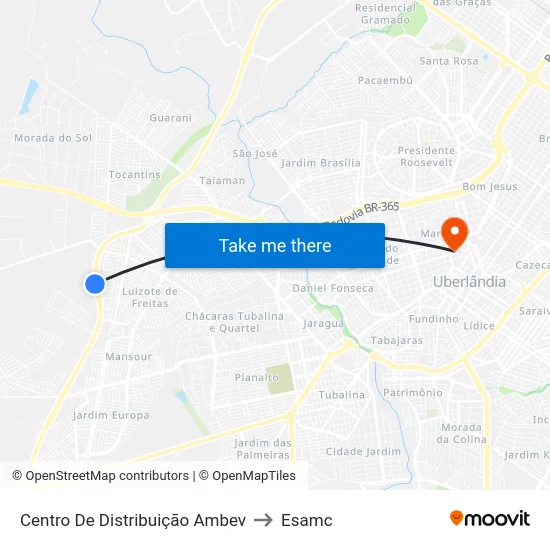 Centro De Distribuição Ambev to Esamc map