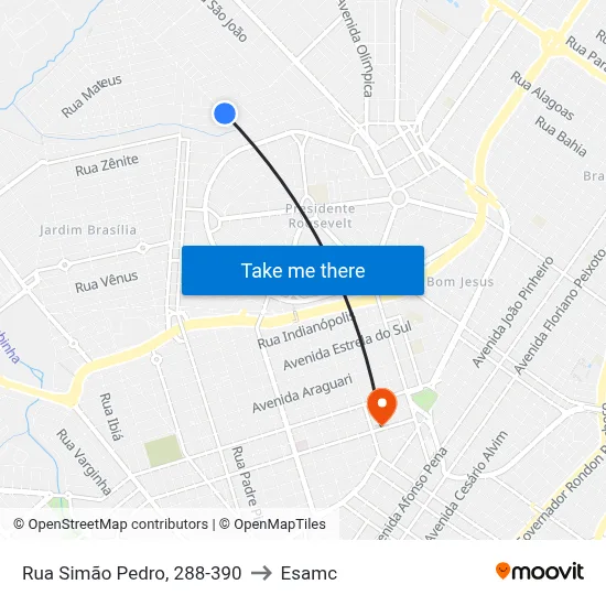 Rua Simão Pedro, 288-390 to Esamc map