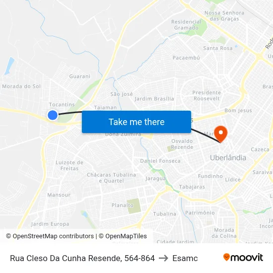Rua Cleso Da Cunha Resende, 564-864 to Esamc map